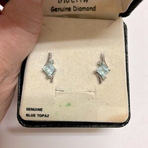 Earrings Blue Topaz sterling silver